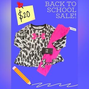 Animal print kids under armour set size 5 NWT